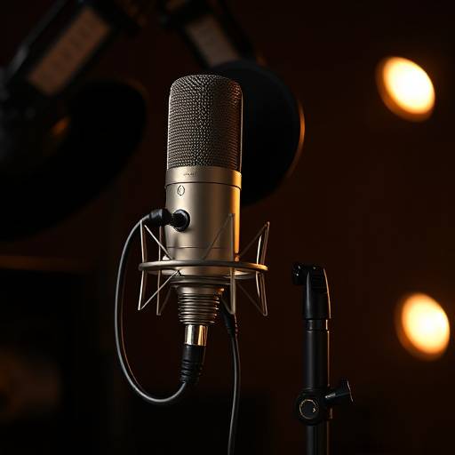 Neumann U87 Condenser Microphone on a stand.